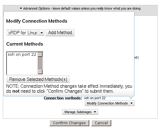 connect method dialog opened